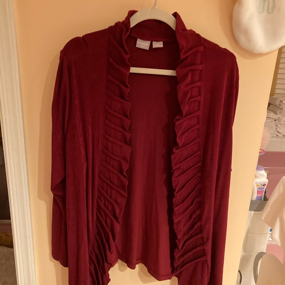 Burgundy Chico’s Travelers jacket. Size 4, size 16/18